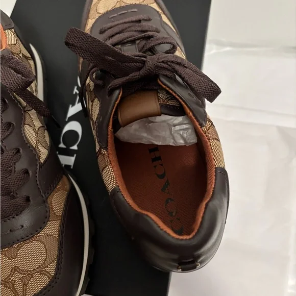 Khaki Chestnut women’s Coach Runners Shoes new - Picture 5 of 9
